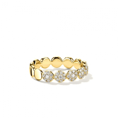 Женское кольцо из желтого золота с бриллиантами по кругу
