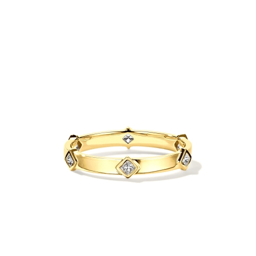 Женское кольцо из желтого золота с квадратными бриллиантами