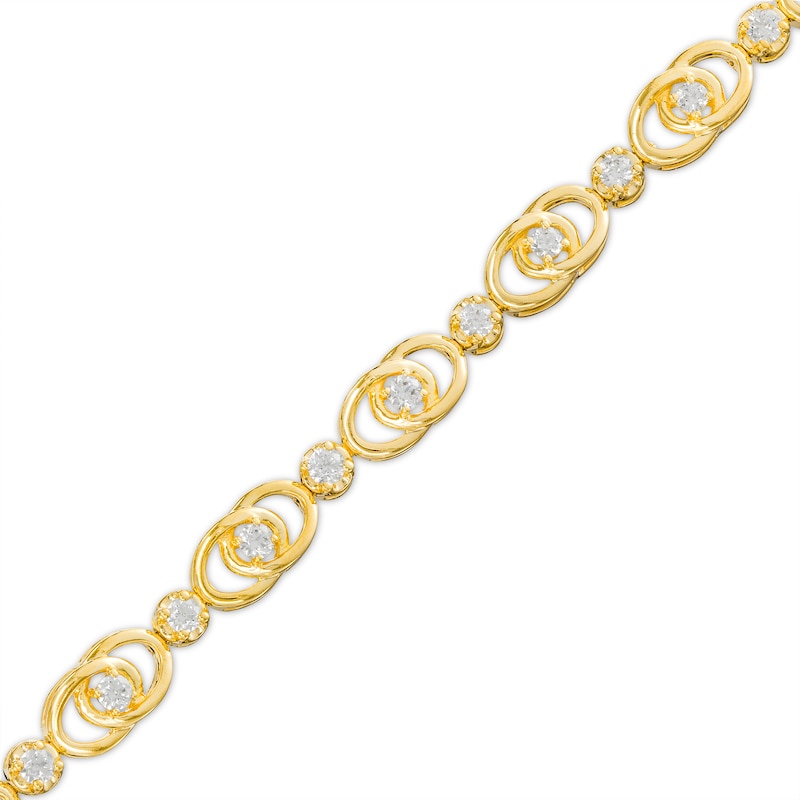 Золотой браслет с вставками бесцветные бриллианты огранка круг