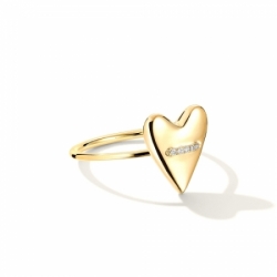 Женское кольцо из желтого золота в виде сердца с бриллиантами