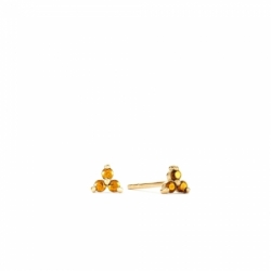 Серьги-гвоздики из желтого золота 585 пробы с кварцем
