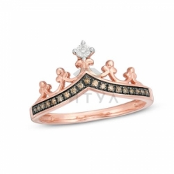 Золотое кольцо в форме короны с желтыми бриллиантами