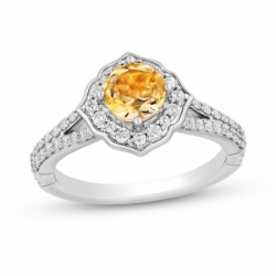 Женское кольцо из золота 585 пробы с цитрином и бриллиантами