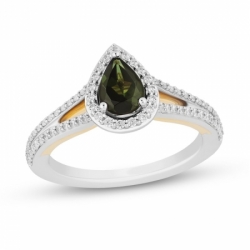 Женское кольцо из золота 585 пробы с турмалином и бриллиантами