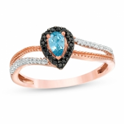 Женское кольцо из красного золота 585 пробы с топазоми бриллиантами