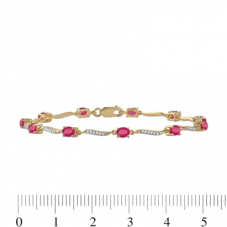 Золотой браслет с овальными рубинами и бриллиантами