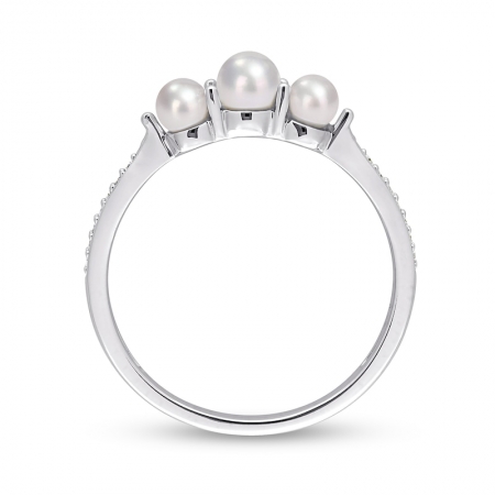Женское кольцо из белого золота 585 пробы с белым жемчугом и бриллиантом
