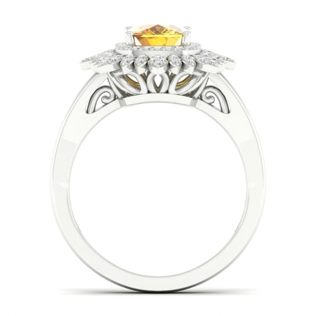 Женское кольцо из белого золота 585 пробы с цитрином и топазами