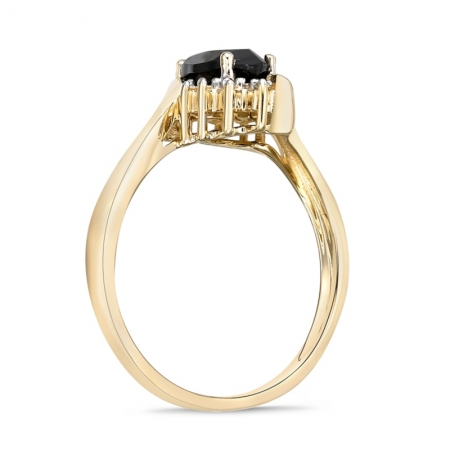 Женское кольцо из желтого золота 585 пробы с ониксом и бриллиантами