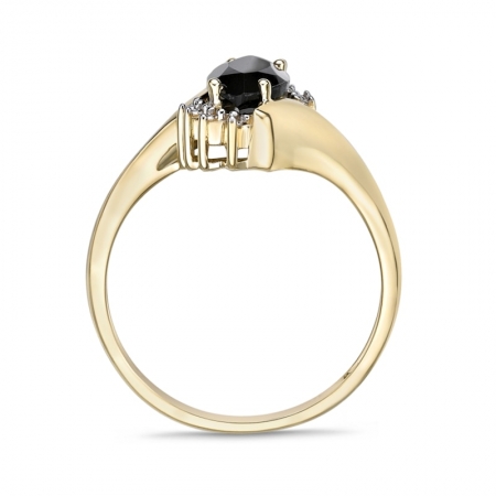 Женское кольцо из желтого золота 585 пробы с ониксом и бриллиантами
