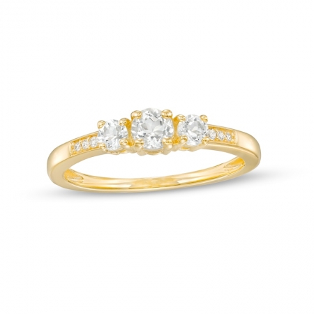Женское кольцо из желтого золота 585 пробы с белым топазом и бриллиантами