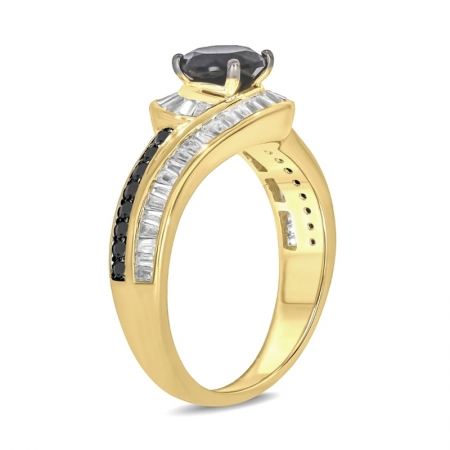 Женское кольцо из желтого золота 585 пробы с сапфироми бриллиантами