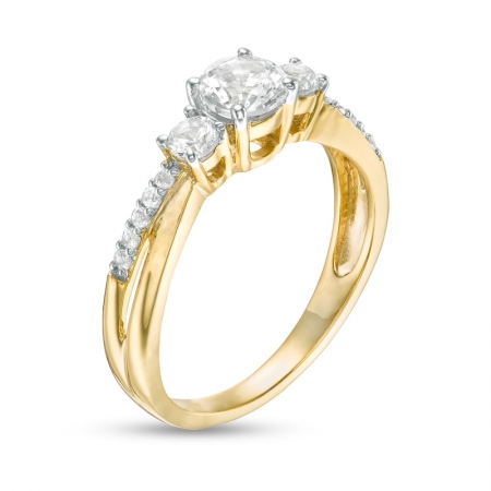 Помолвочное кольцо из желтого золота 585 пробы с белым сапфиром