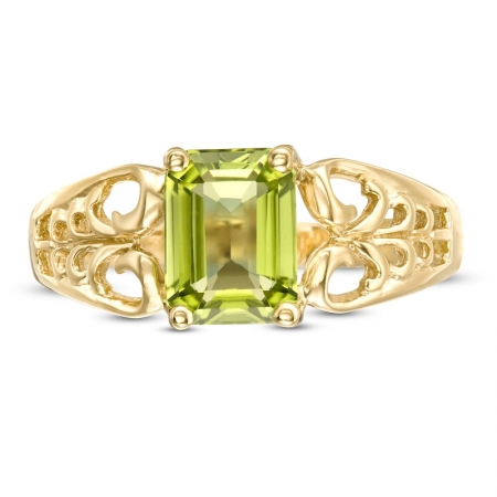 Женское кольцо из желтого золота 585 пробы с перидотом