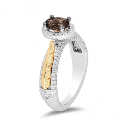 Женское кольцо из золота 585 пробы с кварцем и бриллиантами