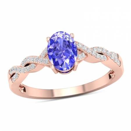 Женское кольцо из красного золота 585 пробы с танзанитом и бриллиантами