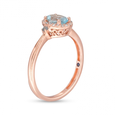 Женское кольцо из красного золота 585 пробы с топазом, сапфиром и бриллиантом