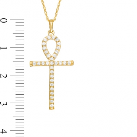 Крестик из желтого золота 585 пробы с бриллиантом