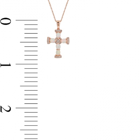 Крестик из красного золота 585 пробы с опалом и бриллиантами