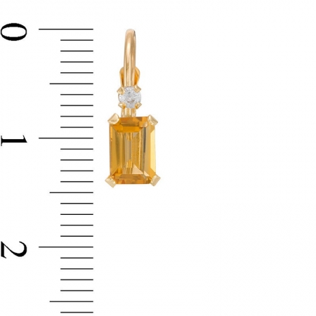 Серьги из желтого золота 585 пробы с цитрином и Swarovski Zirconia